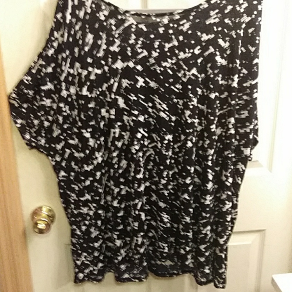 Black with white silky tunic